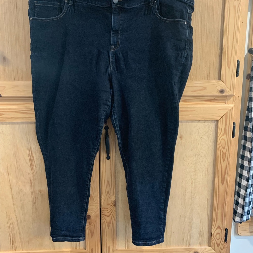 Women's Lane Bryant Dark Blue Mid Rise Essential Stretch Skinny Jeans Sz 28